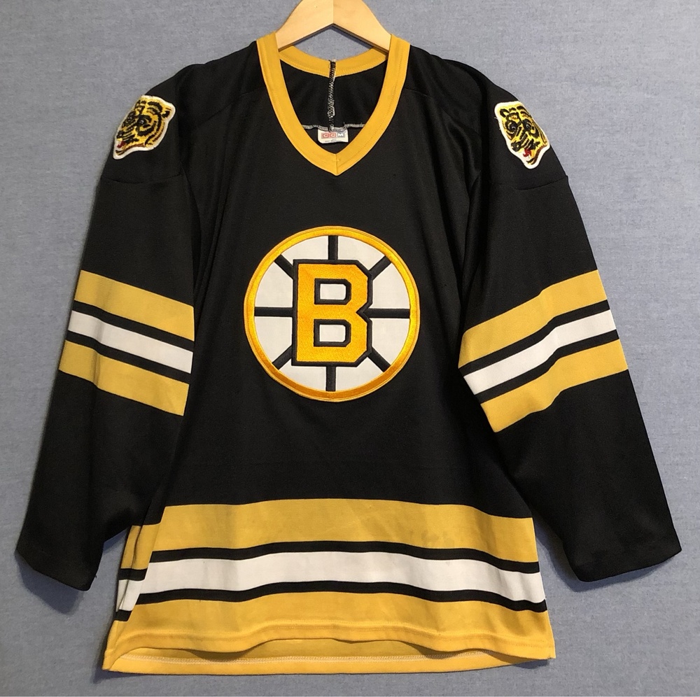 Vintage CCM Maska Boston Bruins Jersey Mens Medium M Black NHL Hockey Bear